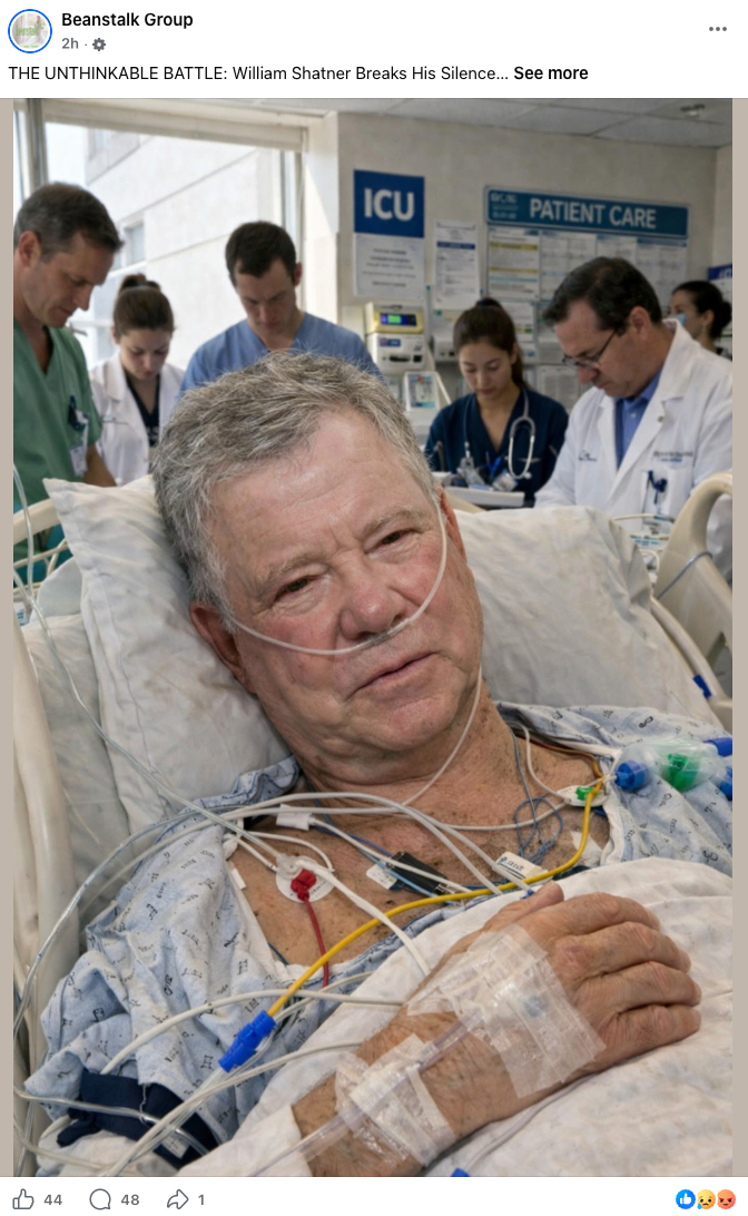 William Shatner slams &lsquo;horrible fake news stories&rsquo; claiming he&rsquo;s dying of cancer