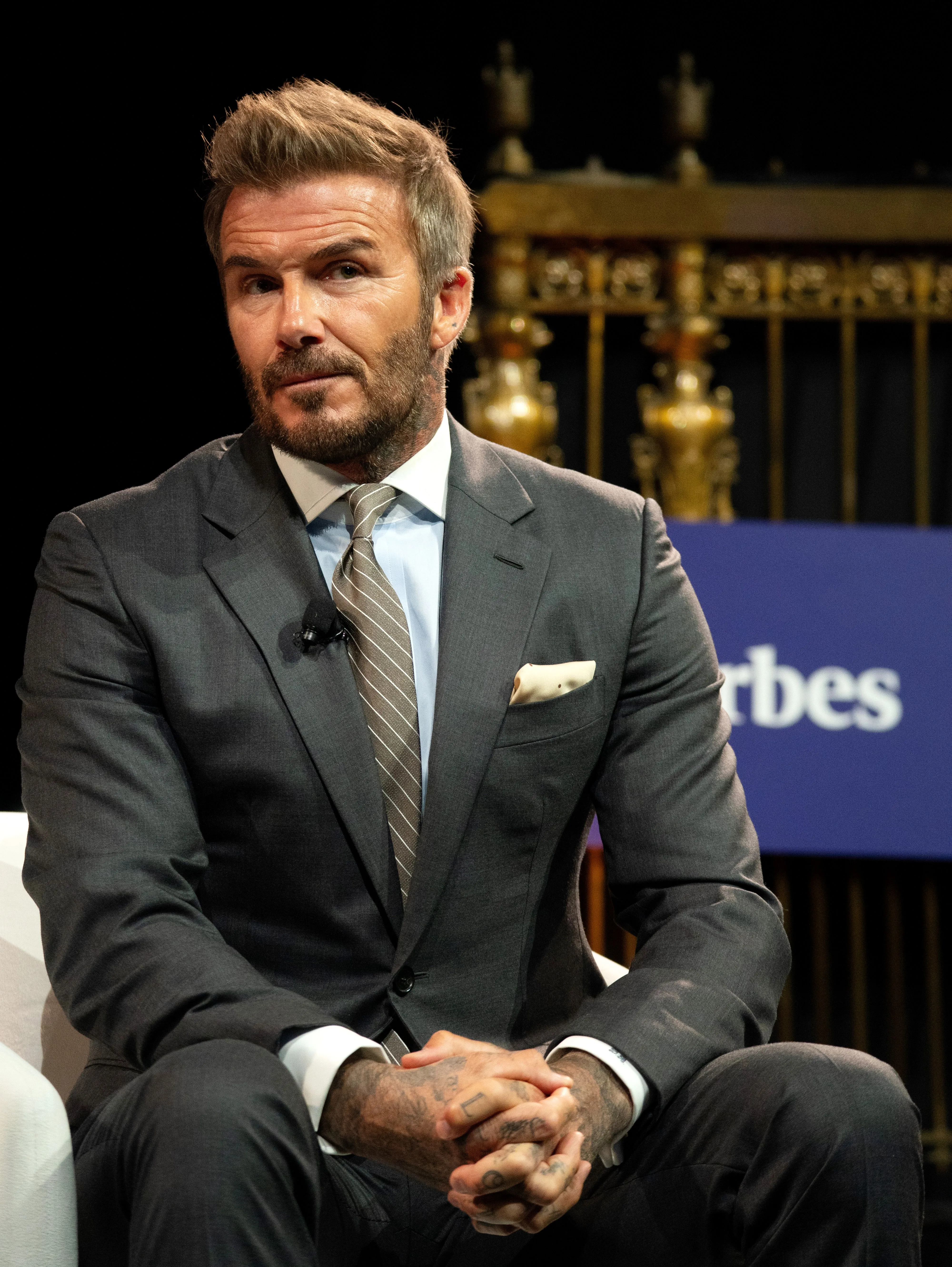 David Beckham shuts down interview question about son Brooklyn as family feud rages on