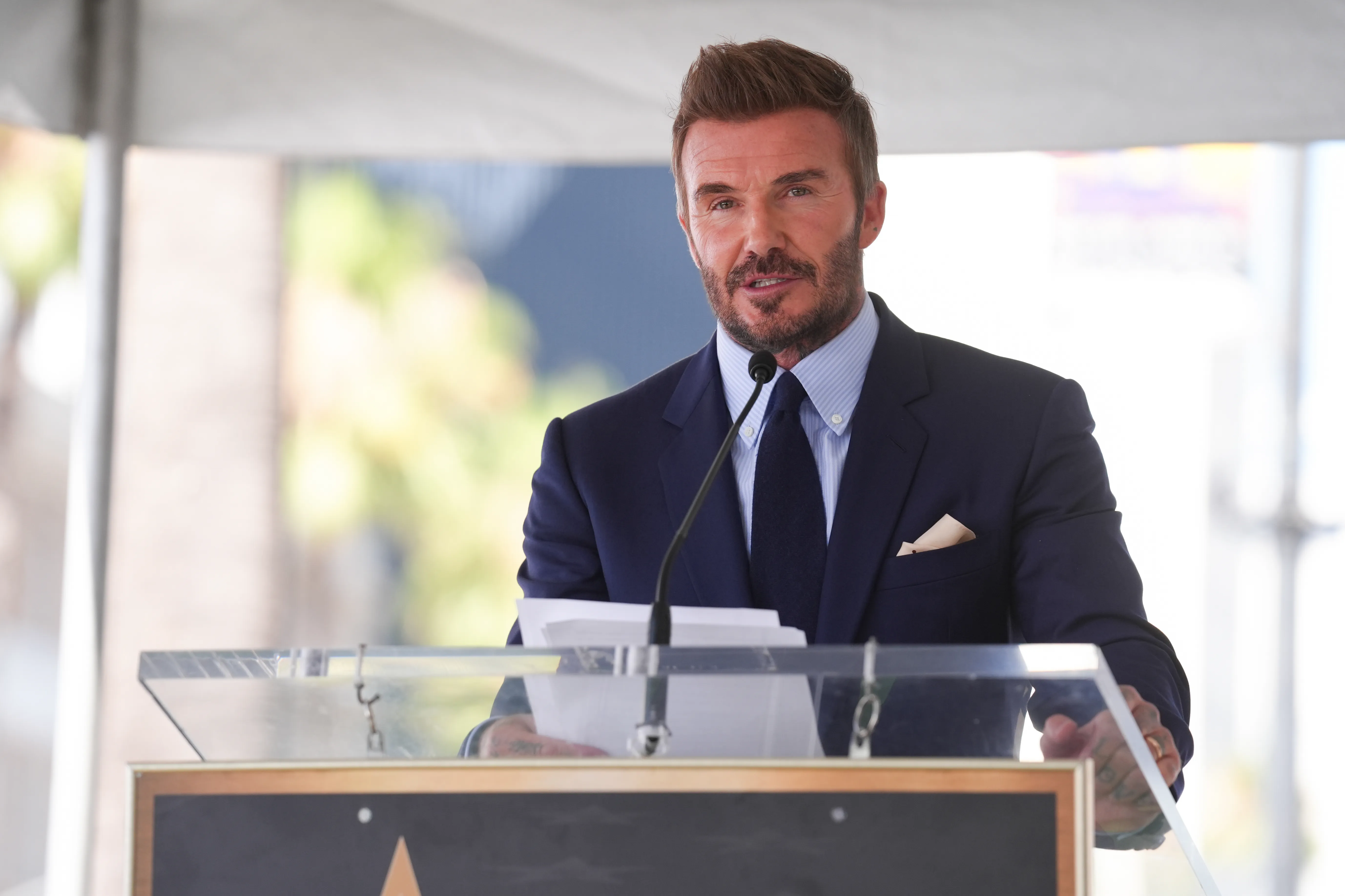 David Beckham shuts down interview question about son Brooklyn as family feud rages on
